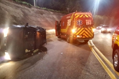 Carro capota na curva perigosa da Avenida Beira Rio (Foto: Corpo de Bombeiros)