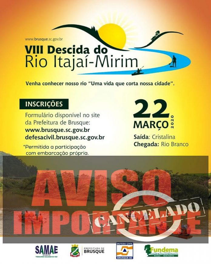 Defesa Civil cancela Descida do Rio Itajaí Mirim
