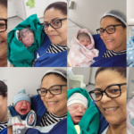 Renata guarda com carinho foto com cada bebê que trouxe ao mundo
