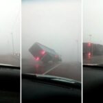 Caminhão tomba com força da Chuva no RS