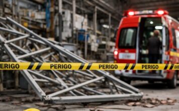 Trabalhador fica ferido após estrutura metálica cair dentro de empresa em Brusque