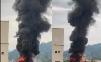 Corpo de Bombeiros é acionado para incêndio de grandes proporções no Santa Terezinha