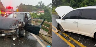 Colisão frontal deixa três feridos na SC-410 em Canelinha
