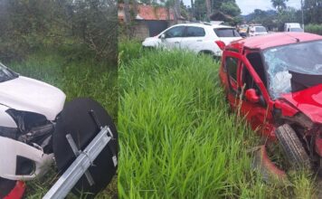 Colisão frontal deixa quatro feridos na SC-108 em São João Batista