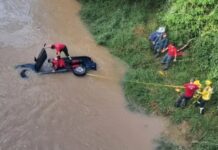 Mulher morre em queda de veículo no rio em Canelinha