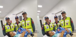 Bebê nasce dentro de carro no quartel dos Bombeiros em Guabiruba