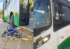 Idoso fica ferido após acidente envolvendo ônibus e ciclomotor no Limoeiro