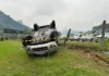 Motorista perde controle da direção e capota veículo em Guabiruba