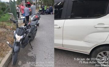 Colisão deixa dois feridos no bairro Rio Branco