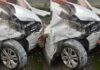 Carro colide em muro no bairro Guarani