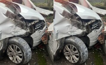 Carro colide em muro no bairro Guarani