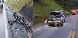 Motociclista fica gravemente ferido em acidente na entrada de Botuverá; polícia rodoviária atualiza boletim
