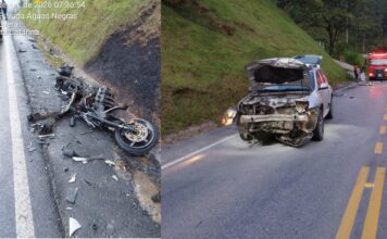 Motociclista fica gravemente ferido em acidente na entrada de Botuverá; polícia rodoviária atualiza boletim