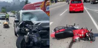 Homem morre em acidente entre carro e moto nas proximidades do Pavilhão de Eventos