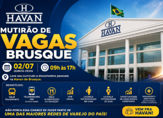 Havan de Brusque está com vagas abertas e convida você para participar do mutirão de vagas