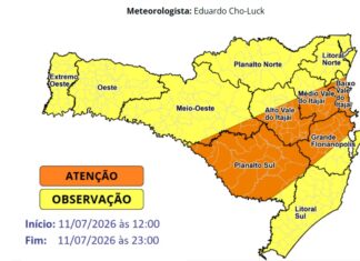 Temporais com chuva intensa entre a tarde e noite deste sábado (11)