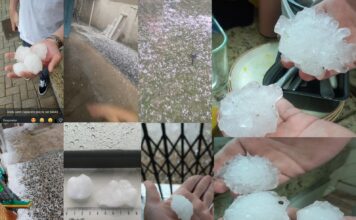 Moradores registram granizo em grande volume durante temporal no Vale do Itajaí