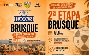 Brusque sediará 2ª etapa do Circuito Catarinense de Futevôlei, entre os dias 15 e 16 de agosto