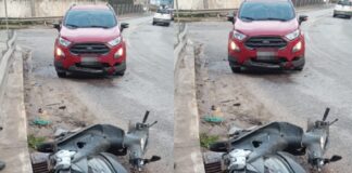 Motociclista fica ferido após colisão frontal na rua Gustavo Halfpap