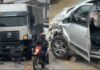 Vídeo: Colisão frontal entre carro e carreta deixa casal ferido no bairro Águas Claras, em Brusque