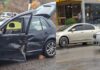 Mulher fica ferida após colisão entre dois carros