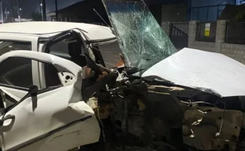 Carro sai da pista, bate contra poste e motorista é conduzida à delegacia em Brusque