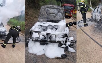 Corpo de Bombeiros registra incêndio em veículo