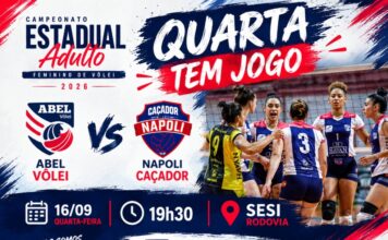 ABEL Vôlei enfrenta Napoli nesta quarta-feira, 16, pelo Campeonato Estadual