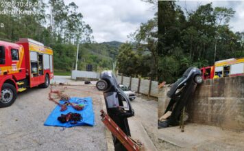 Corpo de Bombeiros é acionado para ocorrência de resgate em veículo, em Botuverá